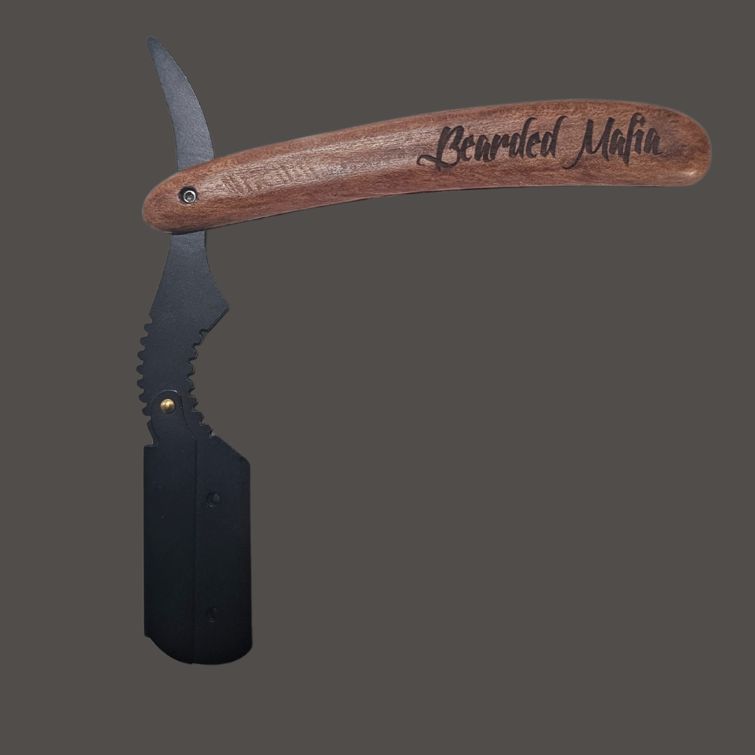 Bearded Mafia wooden handle straight razor