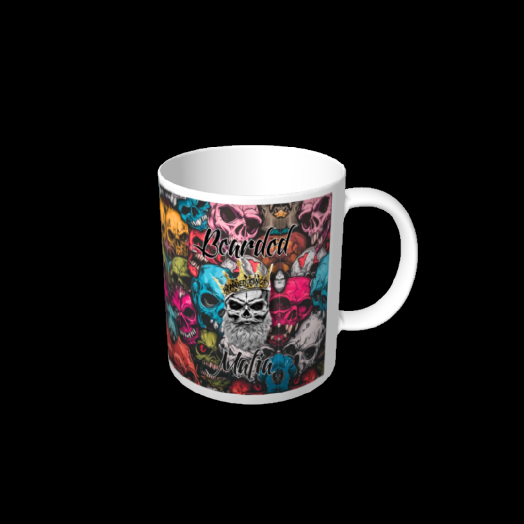Rugged ceramic beard coffee mug by Bearded Mafia. Dishwasher & microwave safe. Perfect gift for men. Australian beard brand.