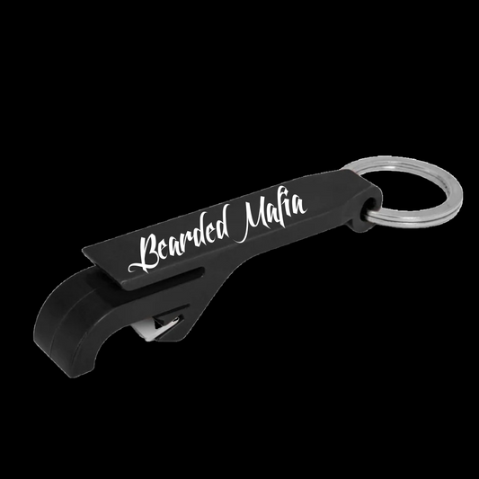 Black bottle opener keyring bearded mafia