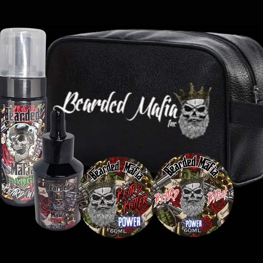 Bearded Mafia Essentials Pack — beard oil, balm, butter, wash and grooming bag
